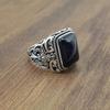Men's Trendy Black Agate Cross Ring - Retro, Stylish, High-End Open Design