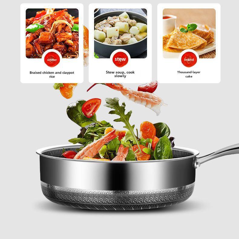 Бытовая углубленная антипригарная сковорода из нержавеющей стали 316 с сотовым покрытием, совместимая со всеми плитами