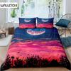 Moon Night Scene King Queen Duvet Cover Red Dark Sky Sunset Clouds Bedding Set Teens Adults Forest 2/3pcs Polyester Quilt Cover
