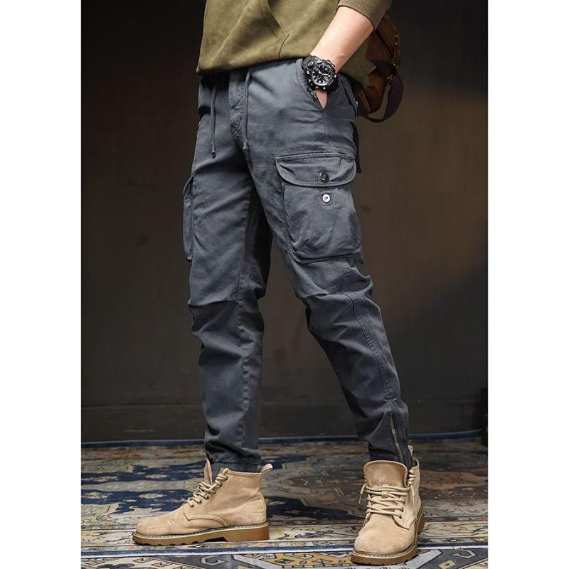 Мужские модные брюки с манжетами на резинке для активного отдыха - весна и осень, европейский/американский стиль