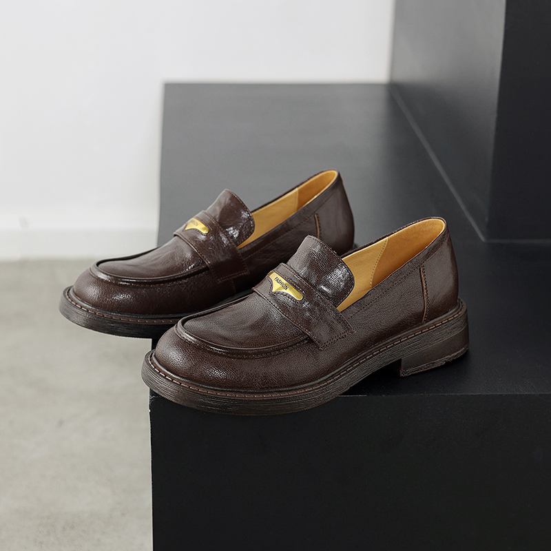 Krazing Pot Овчина круглый носок низкий каблук осень лето обувь без застежек женские оксфорды туфли металлические застежки лодочки