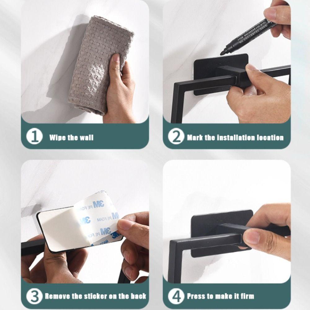 Ventilation Towel Ring Hangers Waterproof Hand Towel Ring Punch Free Towel Ring Household