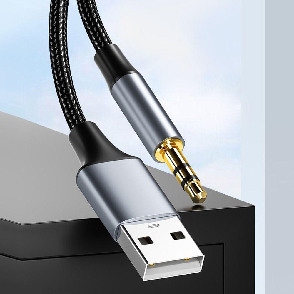 Stereo Adapter Wire Headphone USB to 3.5mm Audio Cable Aux Line Male to Male