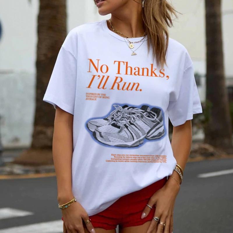 No Thanks Ill Run Funny Running TShirt Women Unisex Running Lover T Shirt Sports Marathon Tee Shirt Summer Vintage Graphic Tops