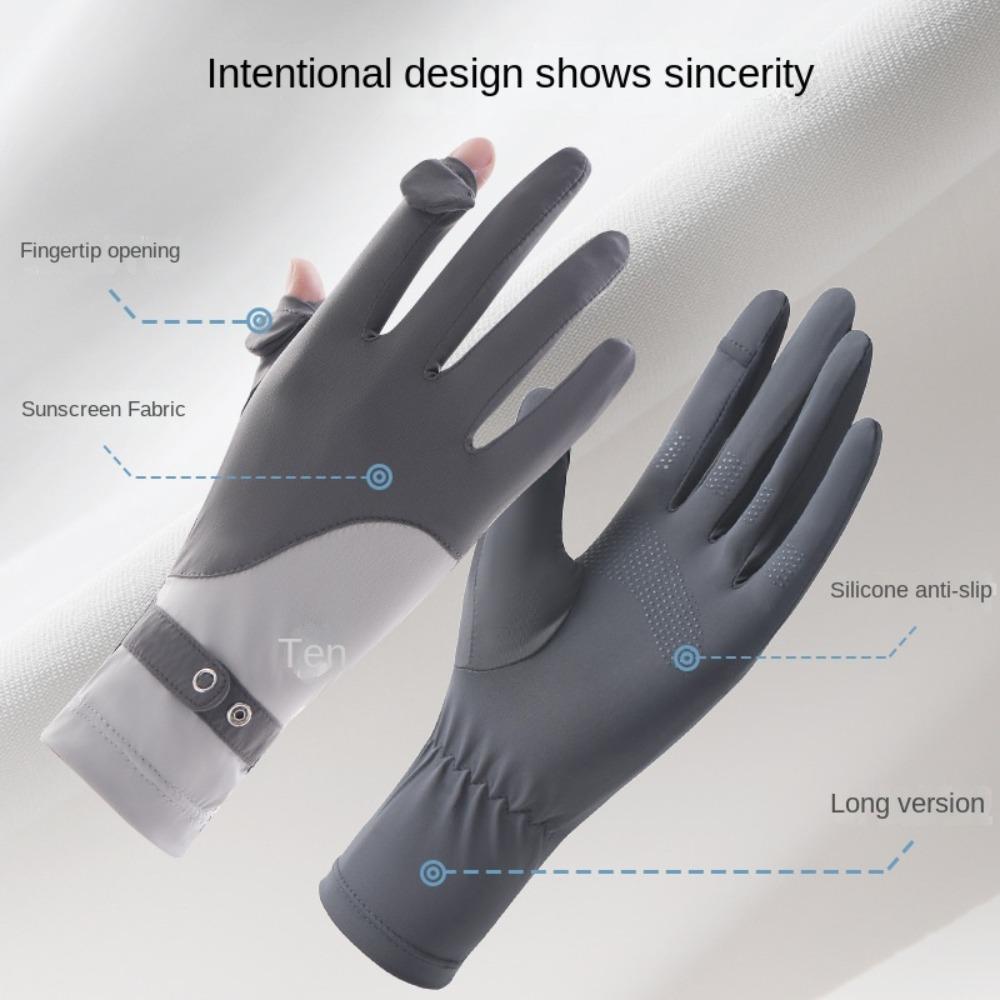 Anti-UV Sun Protection Riding Gloves Ice Silk Summer Driving Mittens Women Sunscreen Gloves Ladies