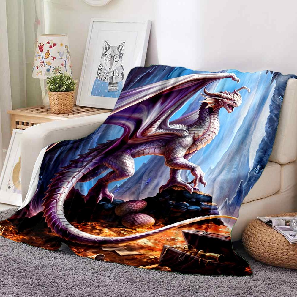 Dragon Treasure Flannel Blanket Throw Blanket Soft Warm Sofa Bed Camping Home Decor Unique Christmas Gift Cs92228