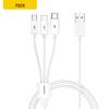 PISEN 3-in-1 Charging Cable for Android, Type-C, and Apple 7/8, 1.2m Extension