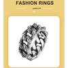 9mm Width Cuban Link Ring Silver Color Stainless Steel Ring Stylish Chain Band Ring  Gift Wear