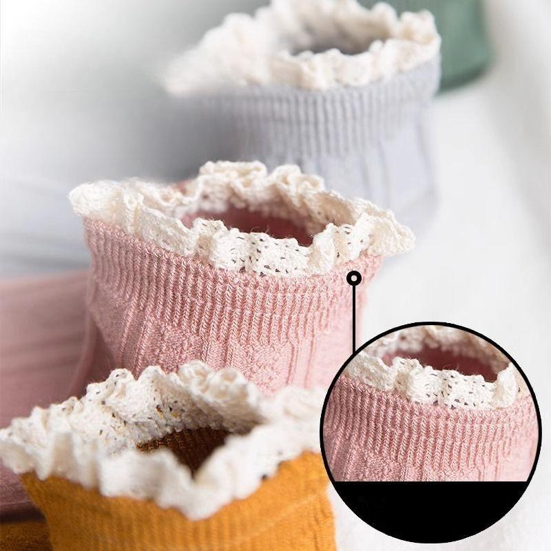 Корейские милые носки для женщин с кружевными оборками, мягкие хлопковые носки для пар студентов