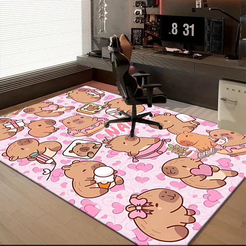 1PC Custom Name Pink Heart Bears Theme Floor Mat Ideal for Living Room, Game Rooms, Office, Bedroom, Floor Mat Playful Design