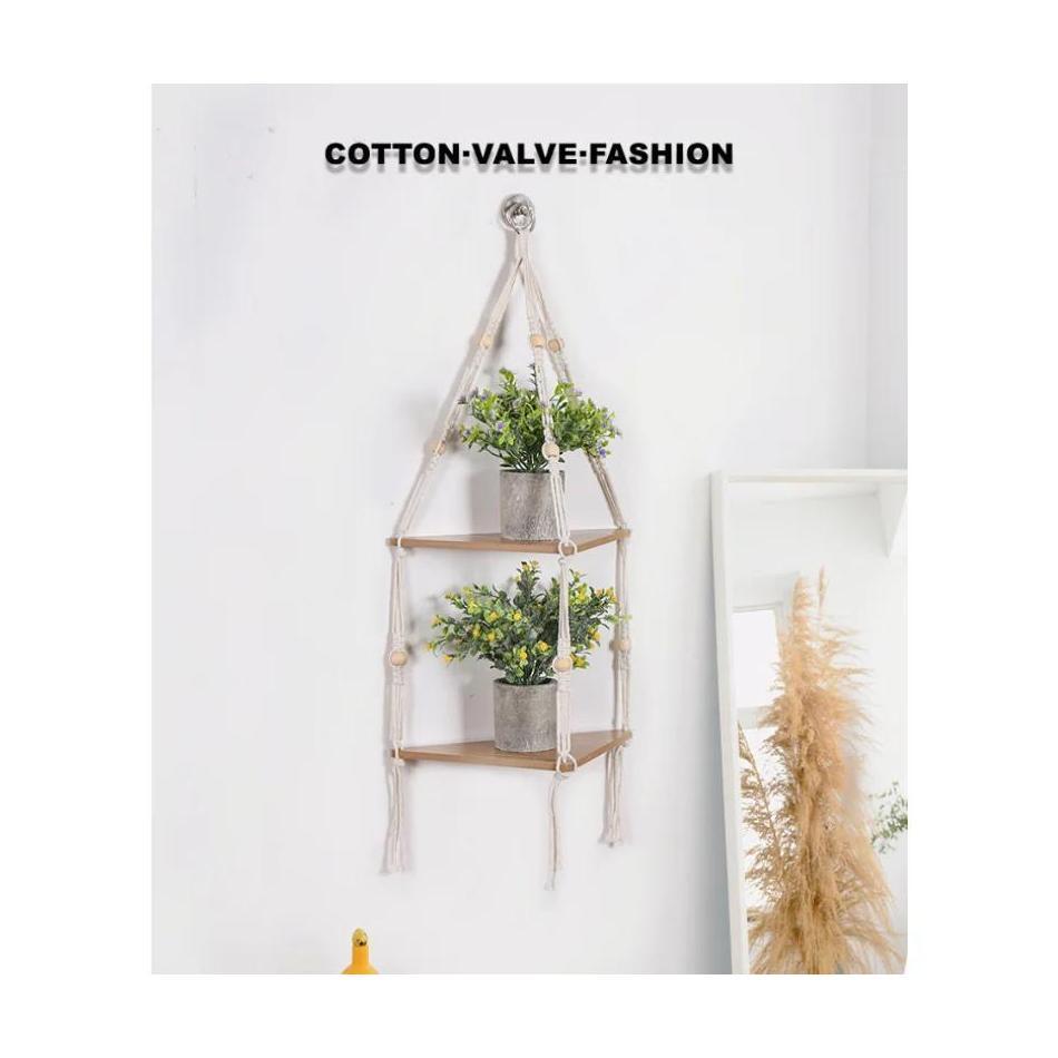 Подвесные полки Деревянная подставка Бохо Домашний декор Угловая полка Настенный декор Треугольная полка Подставка для дисплея Домашнее украшение Поделки