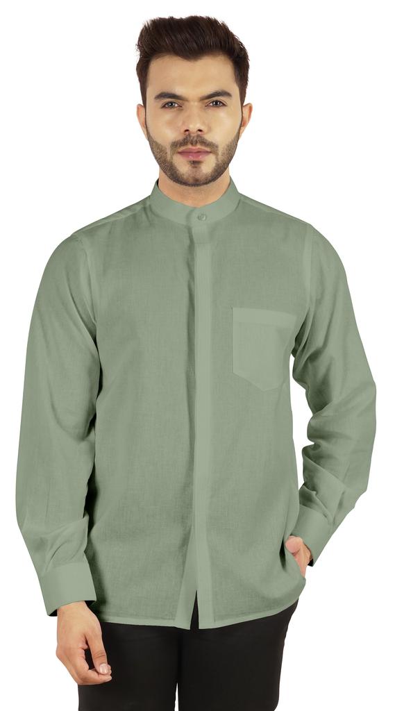 BestMan Мужская однотонная рубашка на пуговицах с китайским воротником и планкой спереди для формального случая