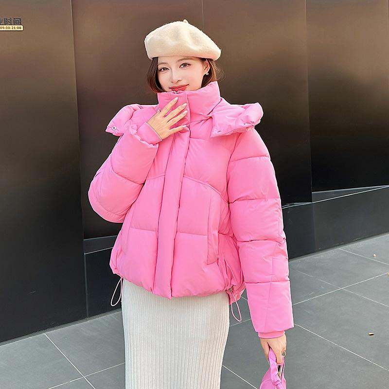 Осень-зима, утепленная теплая парка, женская повседневная милая однотонная Свободная куртка с капюшоном и большим карманом, верхняя одежда