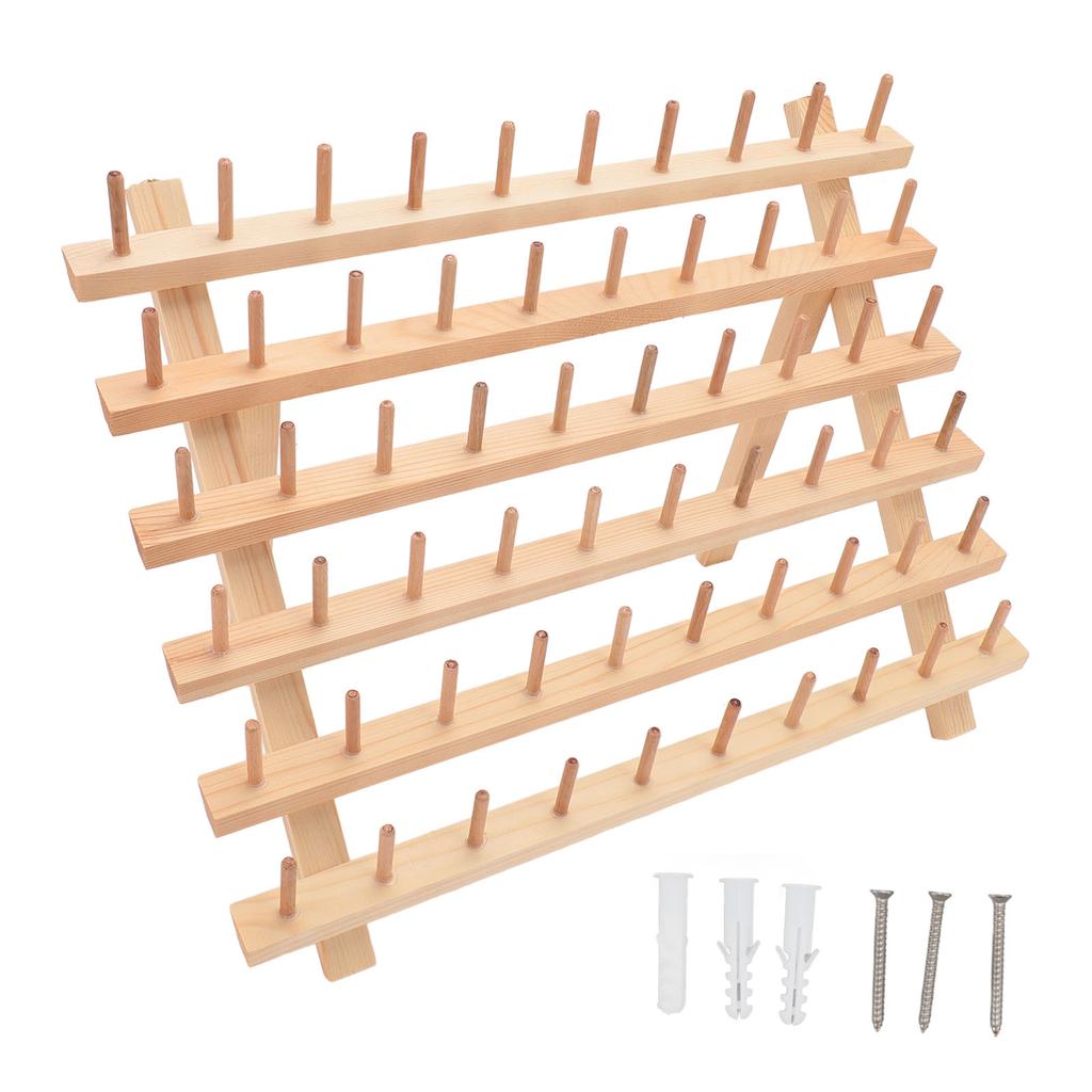 Деревянный держатель для ниток на 60 катушек, настенный, настольный, для DIY-декора, нитки для шитья и вышивания