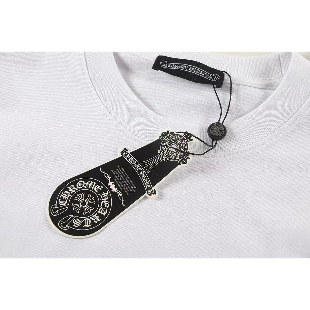 W344 CHROME HEARTS 2025 Летняя новая высококачественная хлопковая свободная футболка с круглым вырезом большого размера для мужчин и женщин, парная футболка