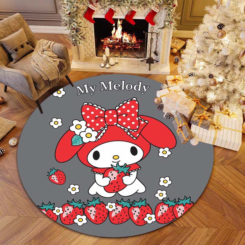 Этот круглый ковер с рисунком My Melody можно использовать для украшения гостиных, спален, диванов и игровых комнат; Это нескользящий коврик.