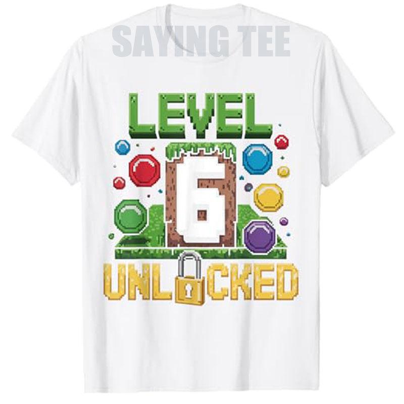 Video Game Outfit 6th Birthday Six Year Old Gamers Birthday Childrens Shirt Level 6 Unlocked TShirt Fashion Sons Novelty Gift