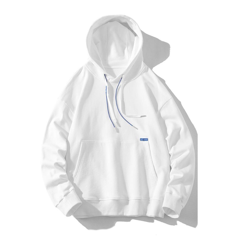 Толстовка мужская осенне-зимняя, новая, с капюшоном, уличная, в стиле Гонконга, свободная, однотонная, универсальная, плюс бархатная, пара, пуловер, куртка