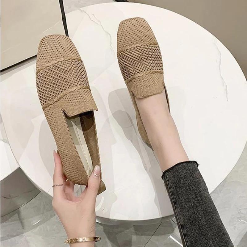 Весна осень сетчатая женская обувь повседневная мягкая подошва одинарные туфли с квадратным носком женская обувь мода комфорт плоский Zapatos Mujer trafza