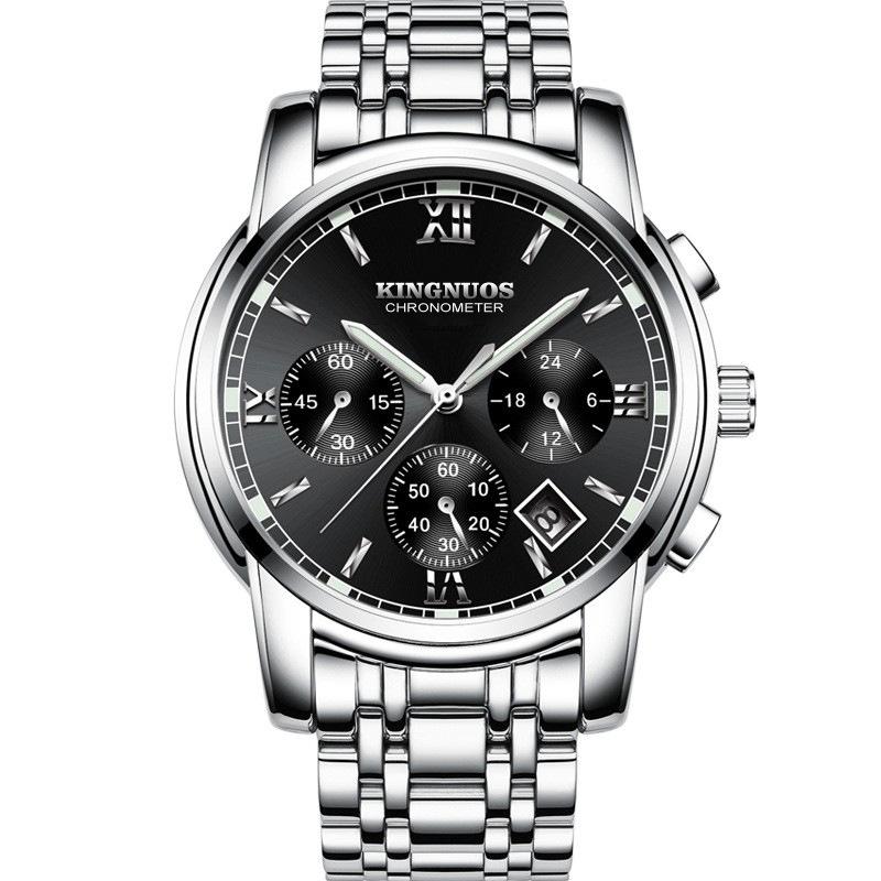 New Top Brand New Ultra-thin Three-eye Six-pin Steel Band Waterproof Watch Blue Light Glass Belt Men's Student Watch