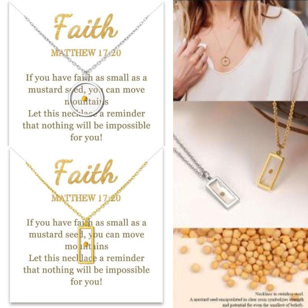 Христианский подарок Подвеска Ожерелье Серебристого цвета Цепочка Ожерелье Новое Ожерелье с семенами горчицы