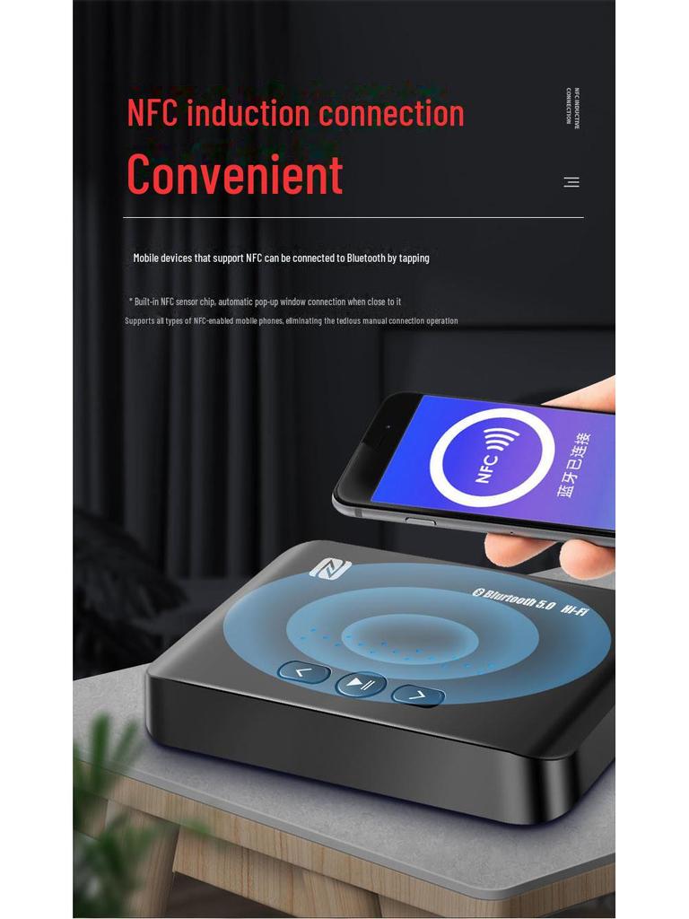 Адаптер Bluetooth-приемника NFC 5.0 без потерь для аудио усилителей и динамиков с разъемами 3,5 мм, RCA и совместимостью с USB-флеш-накопителем