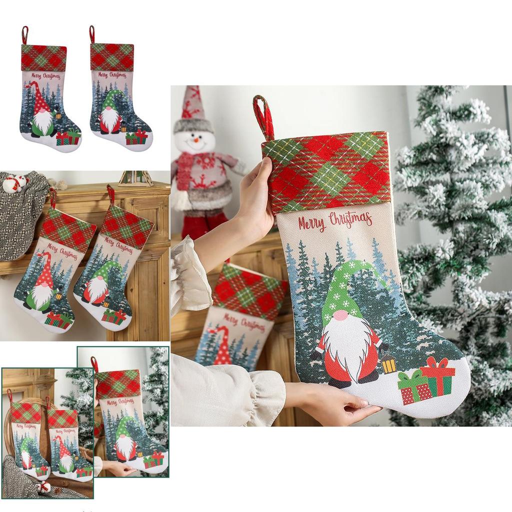 Colorful Green And Red Burlap Rudolph Christmas Stockings For Seasonal Celebrations