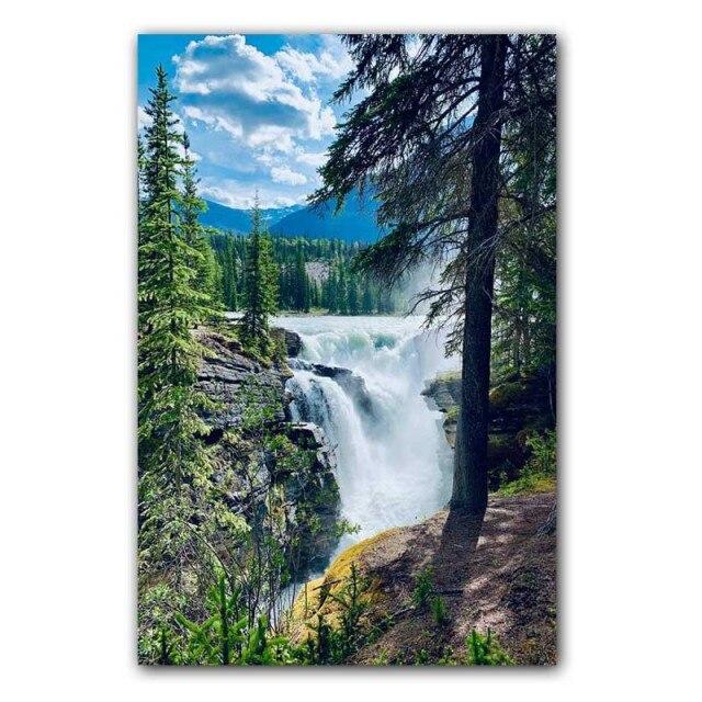 Пейзаж Картина Маслом Лес Водопад Река Красивая Природа Пейзажи Холст Картина Офис Коридор Украшение Дома Фреска Без Рамки