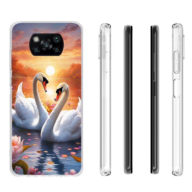 Чехол для телефона 'Белый лебедь' Grace Art для Xiaomi Poco X7 X6 X5 Pro F7 Ultra Redmi 15C 15 13 13C 12 12C 10 10A 10C 9 9A 9C 9T Обложка Poc