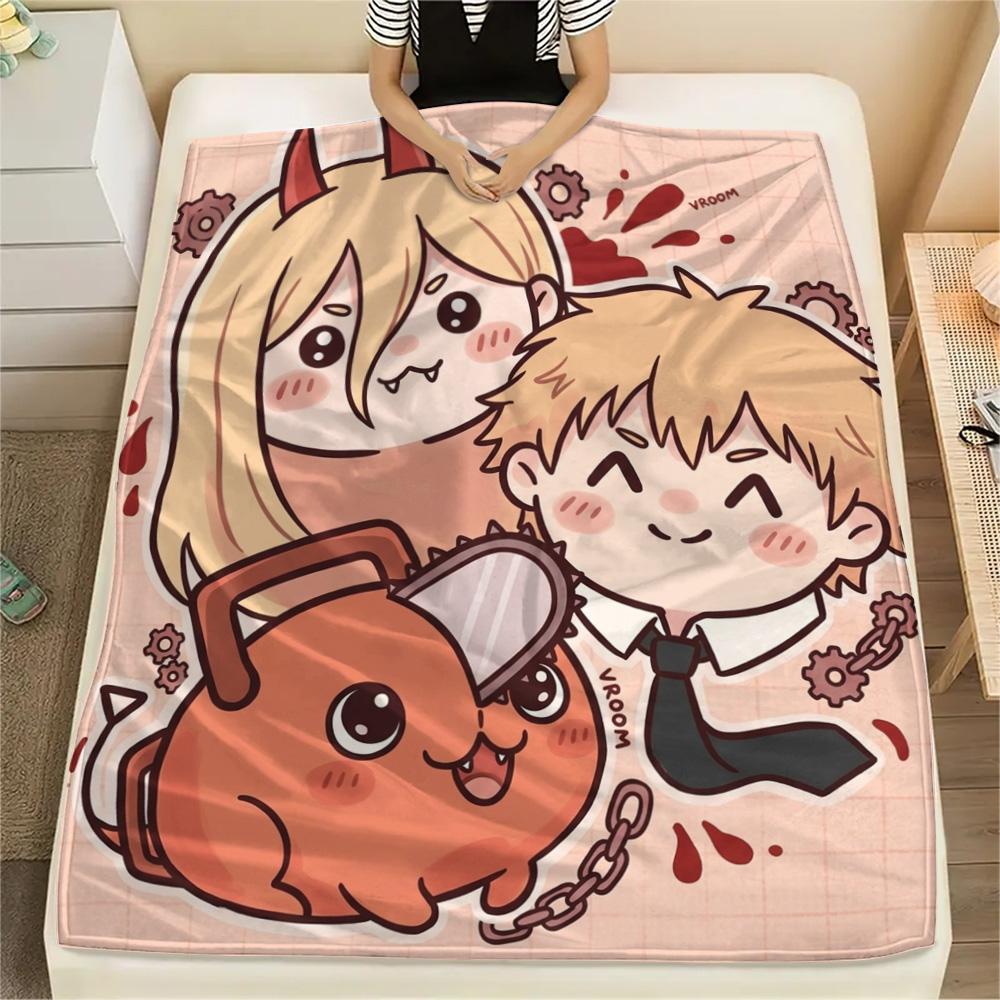 1PC Chainsaw Man Patterned Flannel Blanket Suitable For All Seasons For Home Decor Warmth And Comfort Gifts Holiday Present