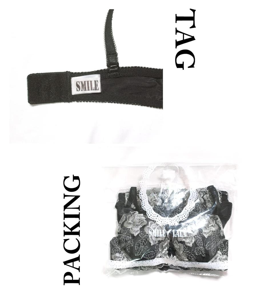 Smile Lala Navy C65 Бюстгальтер и трусики Цветочный Элегантный и Цветочный Сбоку Милый Цветочная Вышивка Милое Кружевное Нижнее Белье Милый Комплект Женского Белья Без Движения Груди,