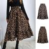 Leopard Midi Skirt For Women High Waist Casual Printed Long Tulle Skirt Ladies Autumn A-line Skirt Plus Size