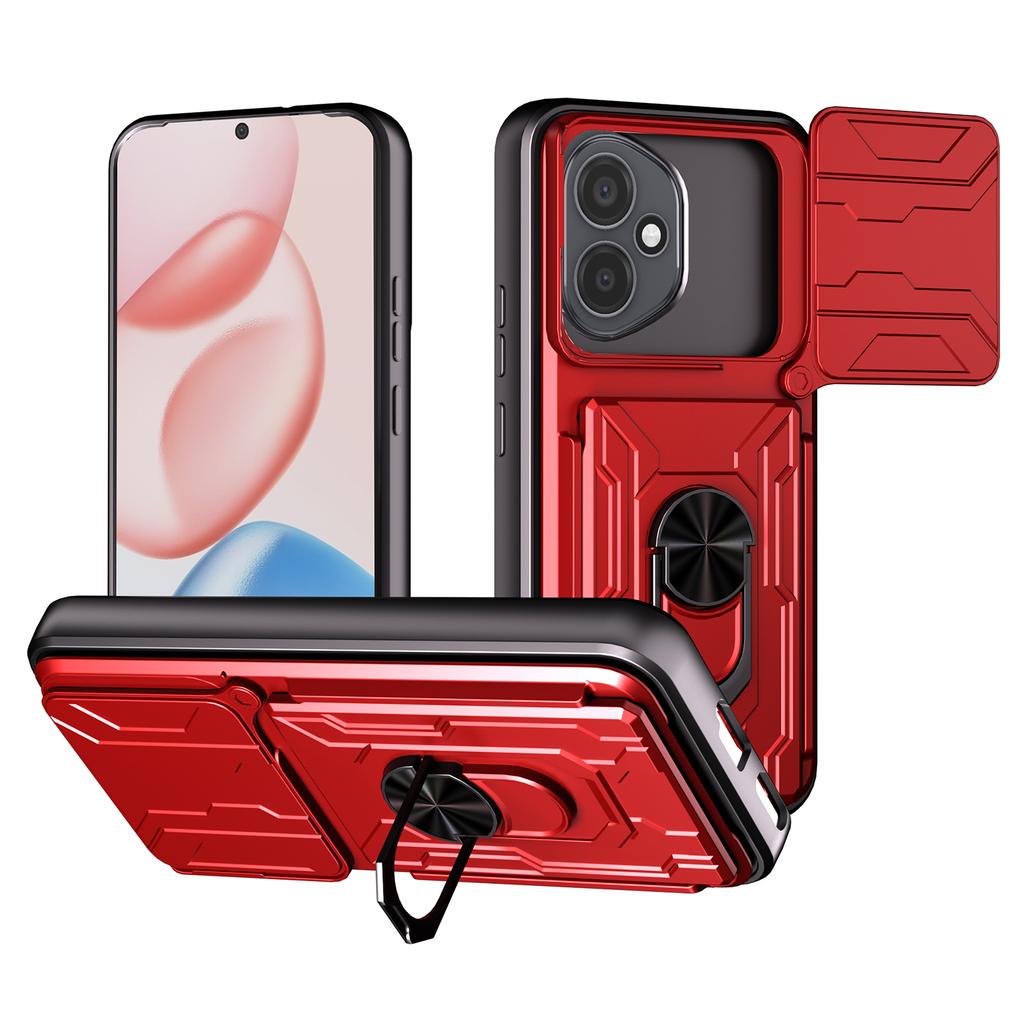 Для Honor 400 5G (Глобальный) Чехол ПК+ТПУ с подставкой и сдвижной крышкой для камеры