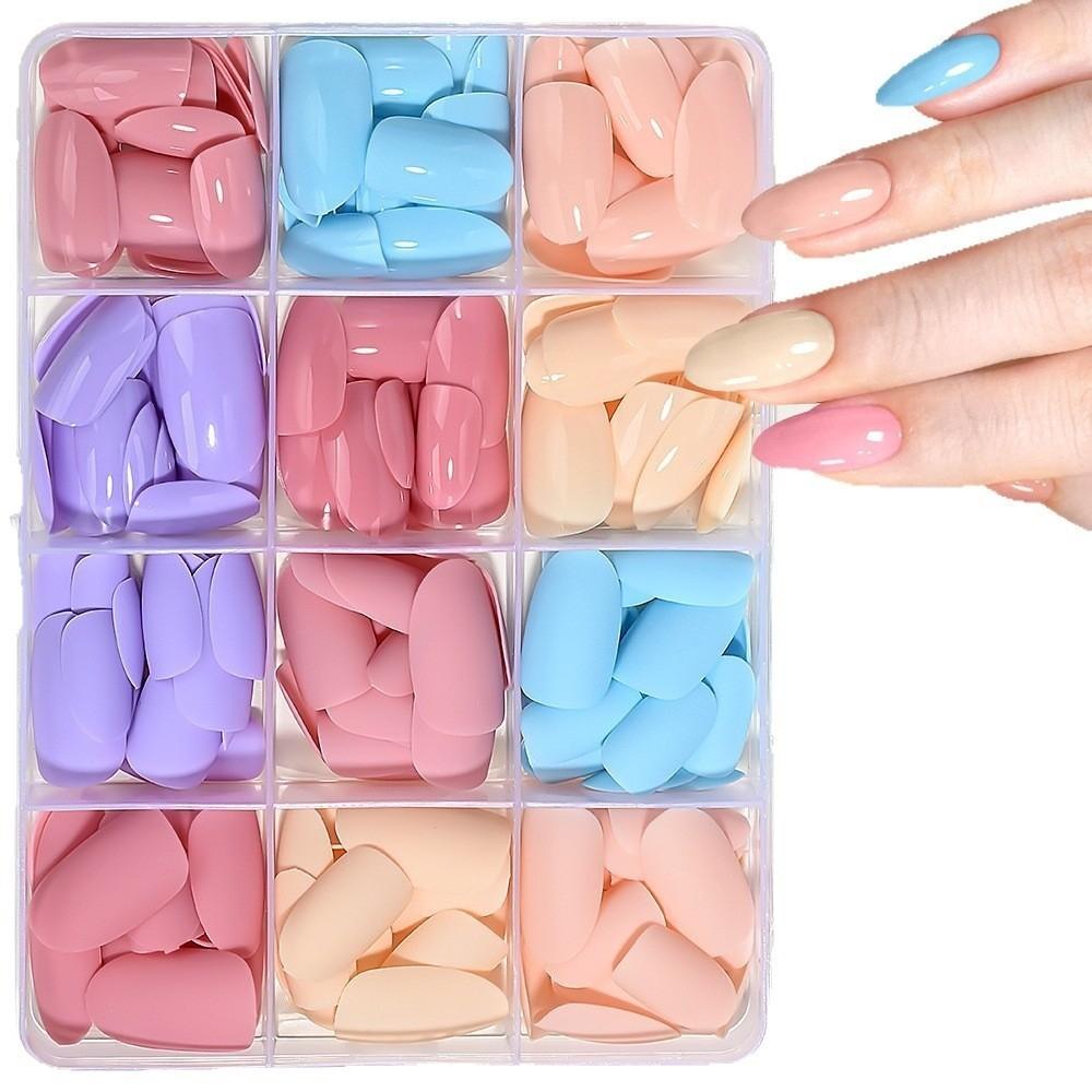 288pcs Solid Color Press On Nails Matte Finish Acrylic Fake Nails Hot Nail Tips Daily Wear