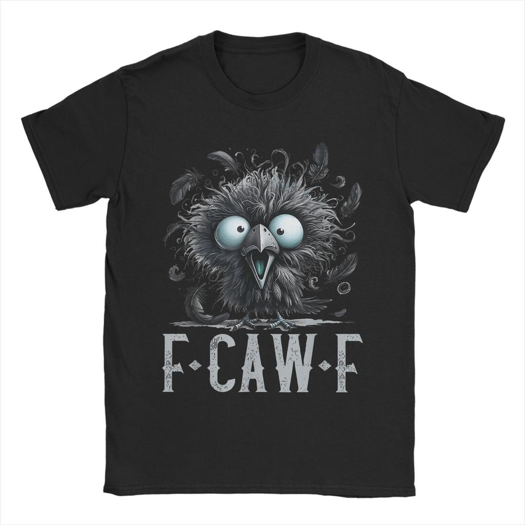 F-Caw-F Black Crow Pun Funny Bird Cawing Grunge T Shirt Popular T-Shirts Short Sleeve Funny Tops O Neck Oversize Tees