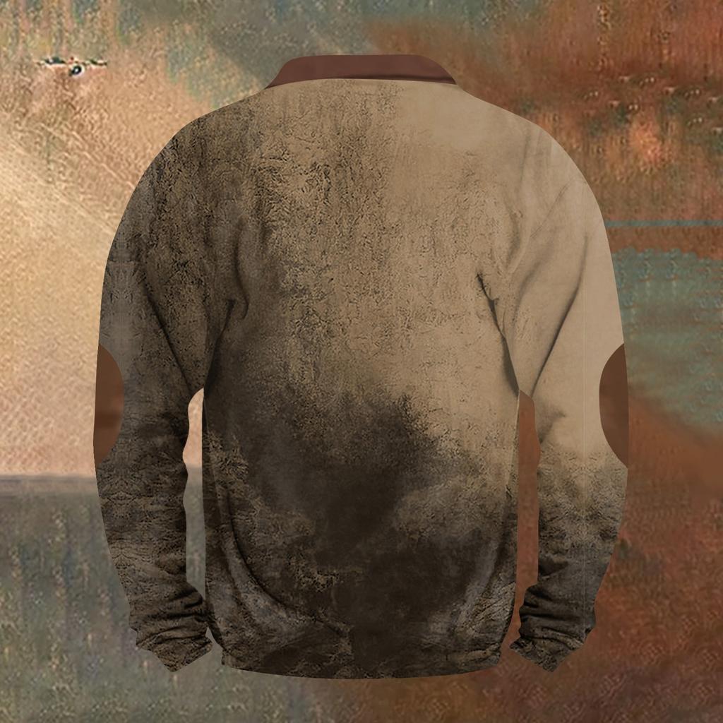 Мужская ретро повседневная толстовка на молнии модный принтованный спортивный пуловер