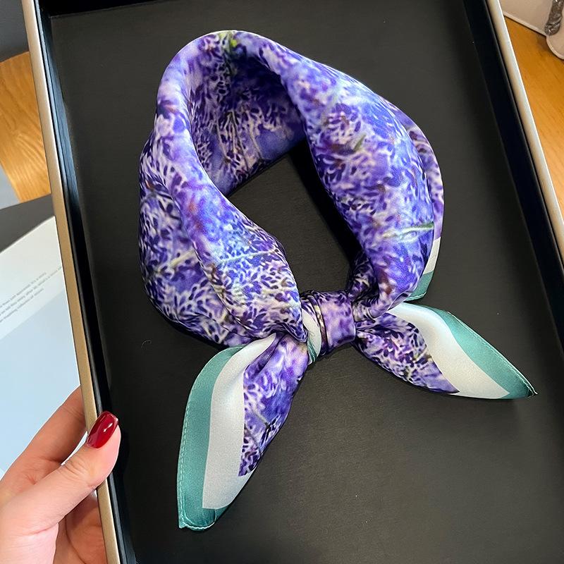 New 100% Natural Real Silk Women Scarf Printed Scarfs Bandana Women Square Scarves Hijab Shawls Warp Neckerchief Female Foulard