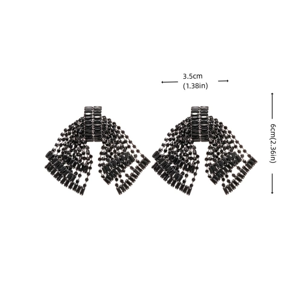 Elegant Bowknot Drop Earrings Crystal Exaggerated Earring Luxury Shining Rhinestone Earrings Women