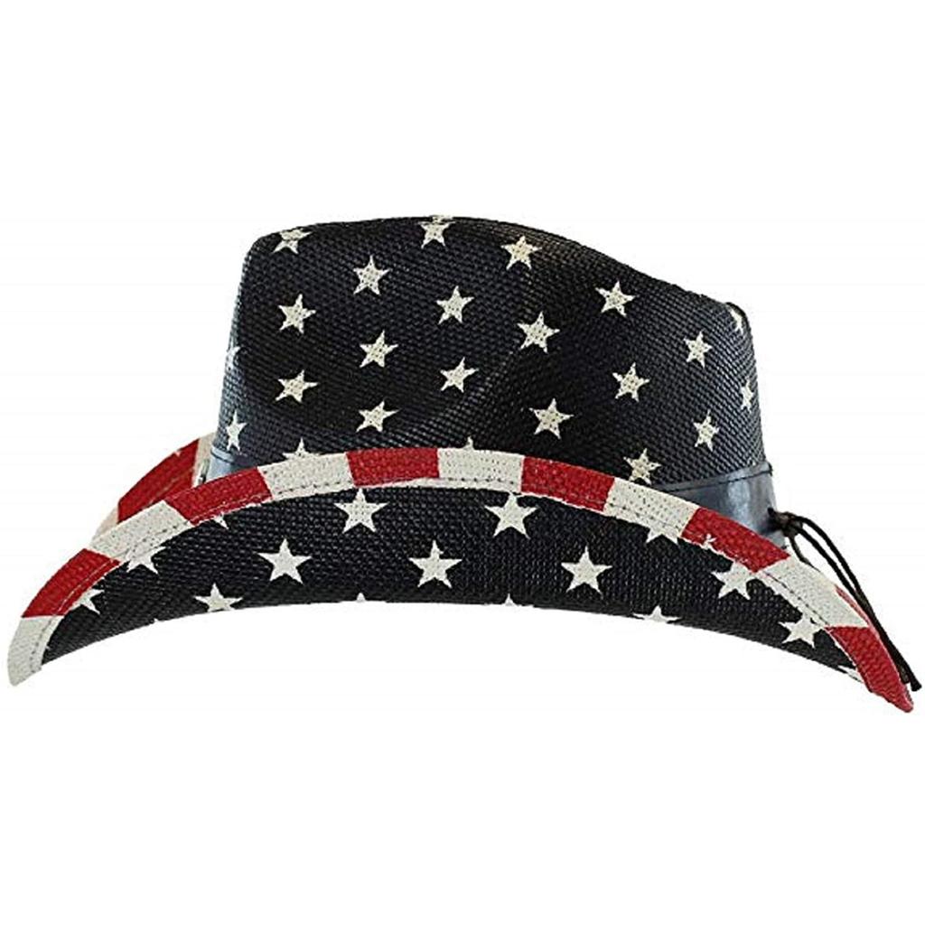Men’s and Women's Vintage USA American Flag Cowboy Hat Western Style Foldable Outdoor Travel Vacation Decor Accessory