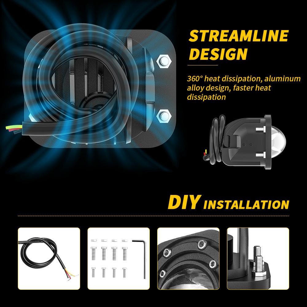 2Pcs 3" Square LED Work Light Flush Mount Driving Fog Lamp For Car Truck Offroad