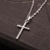 Fashion Rhinestone Cross Necklaces Silver Gold Color Long Chain Simple Pendants for Women Men Zircon Jewelry Gifts