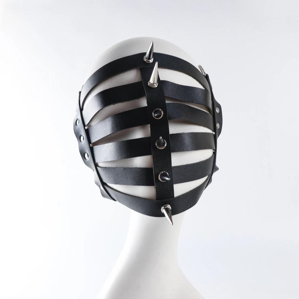 Маска Готик Панк с Шипами из ПУ Кожи Половина Лица Пустая Маска Косплей Животное Хэллоуин Взрослый Игра Маскарадная Вечеринка