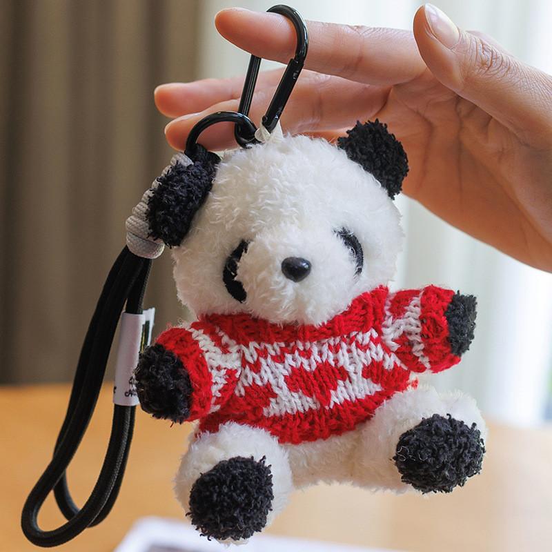 Colorful Panda Plush Keychain With Pp Cotton Filling For Girls And Kids