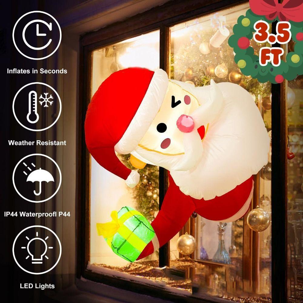 LED Lights Christmas Inflatable Dolls 3.5/6FT Blow Up Santa Inflatable Model Toys  Garden Lawn