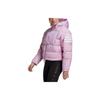Three Stripe Printed Hooded Short Down Jacket Women Jacket Pink HG3164