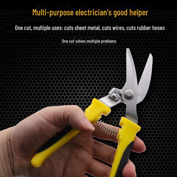 Изогнутые ножницы по металлу из нержавеющей стали для электриков: Универсальные ножницы для проволоки, сетки и листового металла