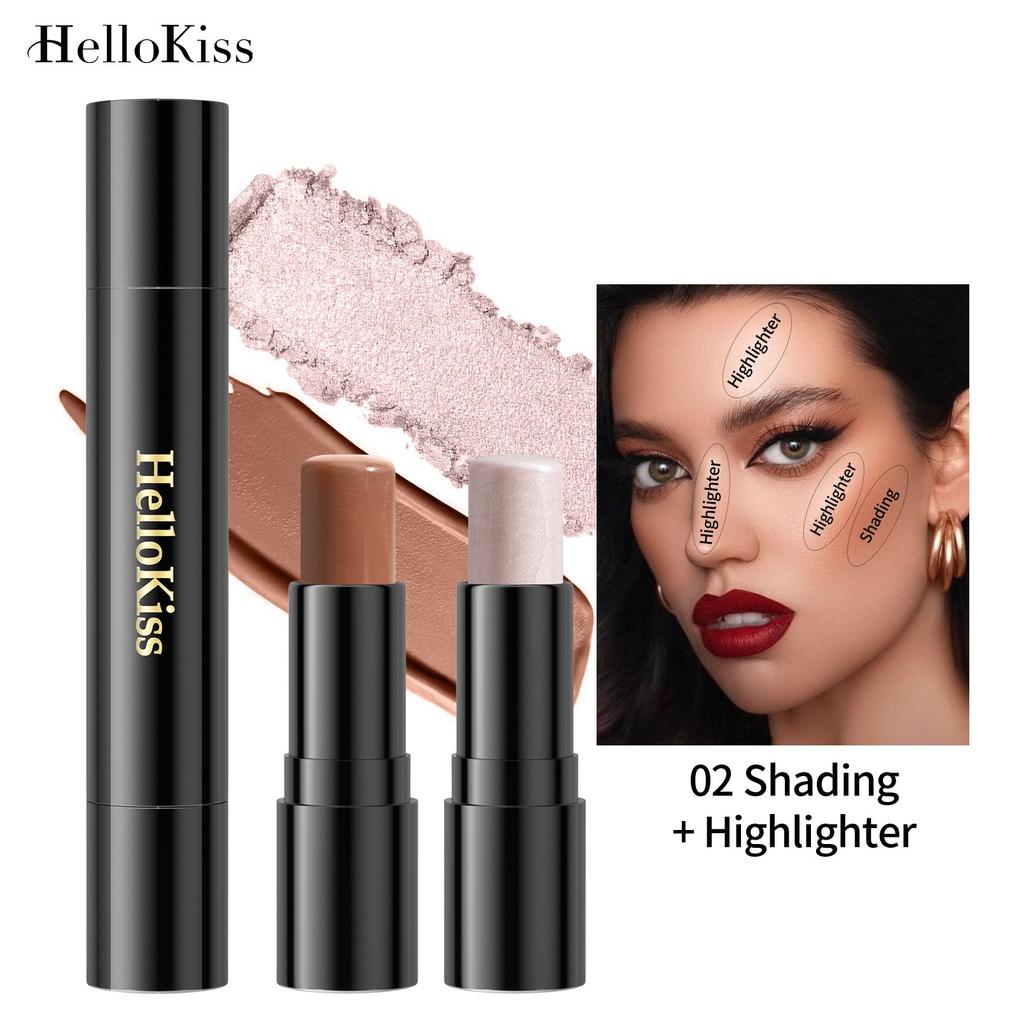 Pearlescent Double-headed Grooming Stick, Naturally Brightening Three-dimensional Modifying Facial Highlight Stick