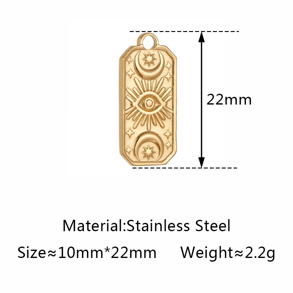 3pcs Stainless Steel Gold Color Plated Rhinestone Evil Blue Eye Charms Necklace Bracelet Earring DIY Jewelry Making Accessories