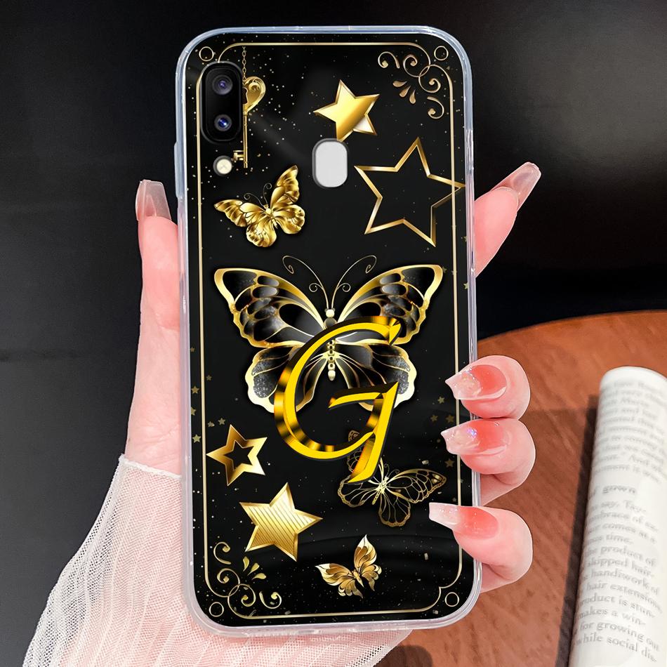 For Samsung Galaxy A20 A20S A21 A30 A30S Phone Case Butterfly Letters Soft TPU Clear Silicone Shell For Galaxy A 20 A 30 Housing