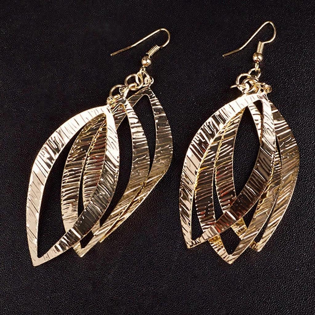 1 Pair Drop Earrings Skin-friendly Corrosion Resistant Alloy Anti-fade Long Chain Leaf Earrings for Women